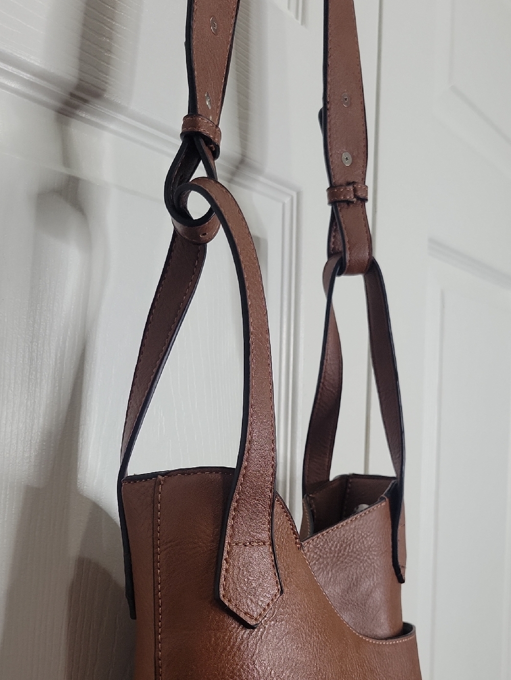 K. Carroll Brown Vegan Leather Bucket Crossbody Bag - Picture 5 of 7